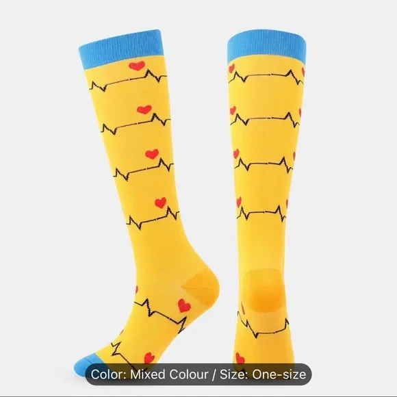 5 Pairs Medical Novelty Pattern Compression Knee High Socks - Picture 4 of 9